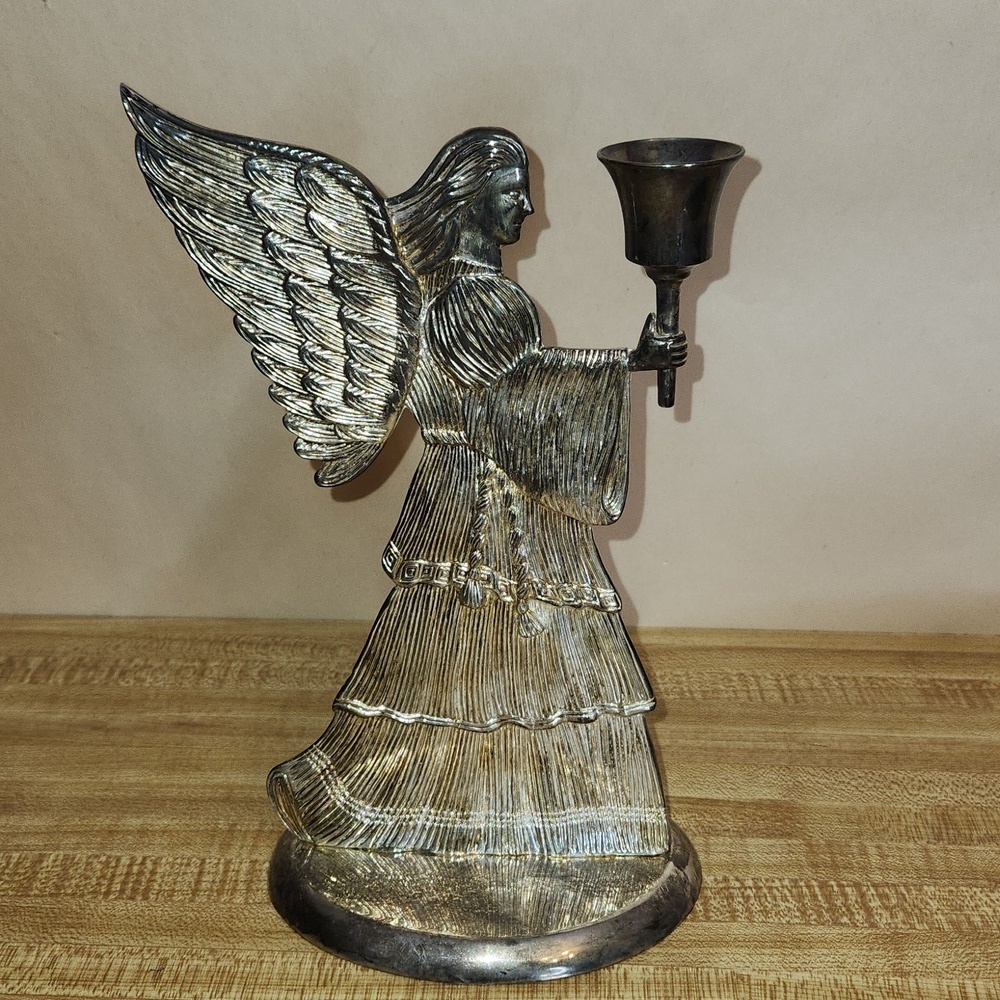 Vintage Sliver Plated Angel Candle Holder - Picture 2 of 5